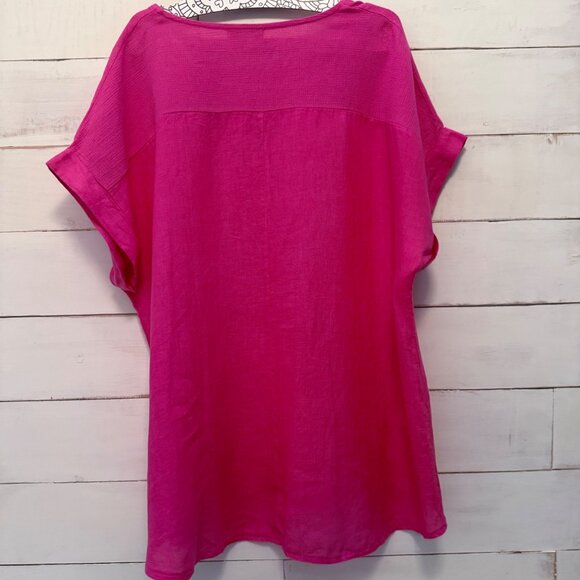 1X Bellambra Pink Linen Cap Short Sleeve Tunic Top Italy - Picture 4 of 6